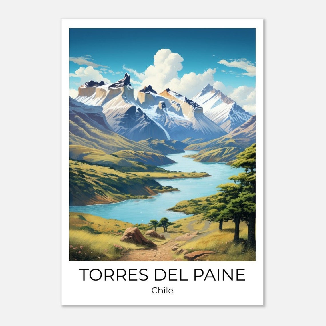 Torres Del Paine Travel Print Chile Wall Art Torres Del Paine Travel Print Torres Del Paine Travel Poster - Image 5