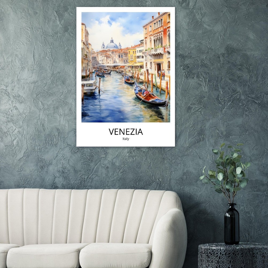 Venice Italy Canal Gondolas Watercolor Dome View Travel Poster - Image 3
