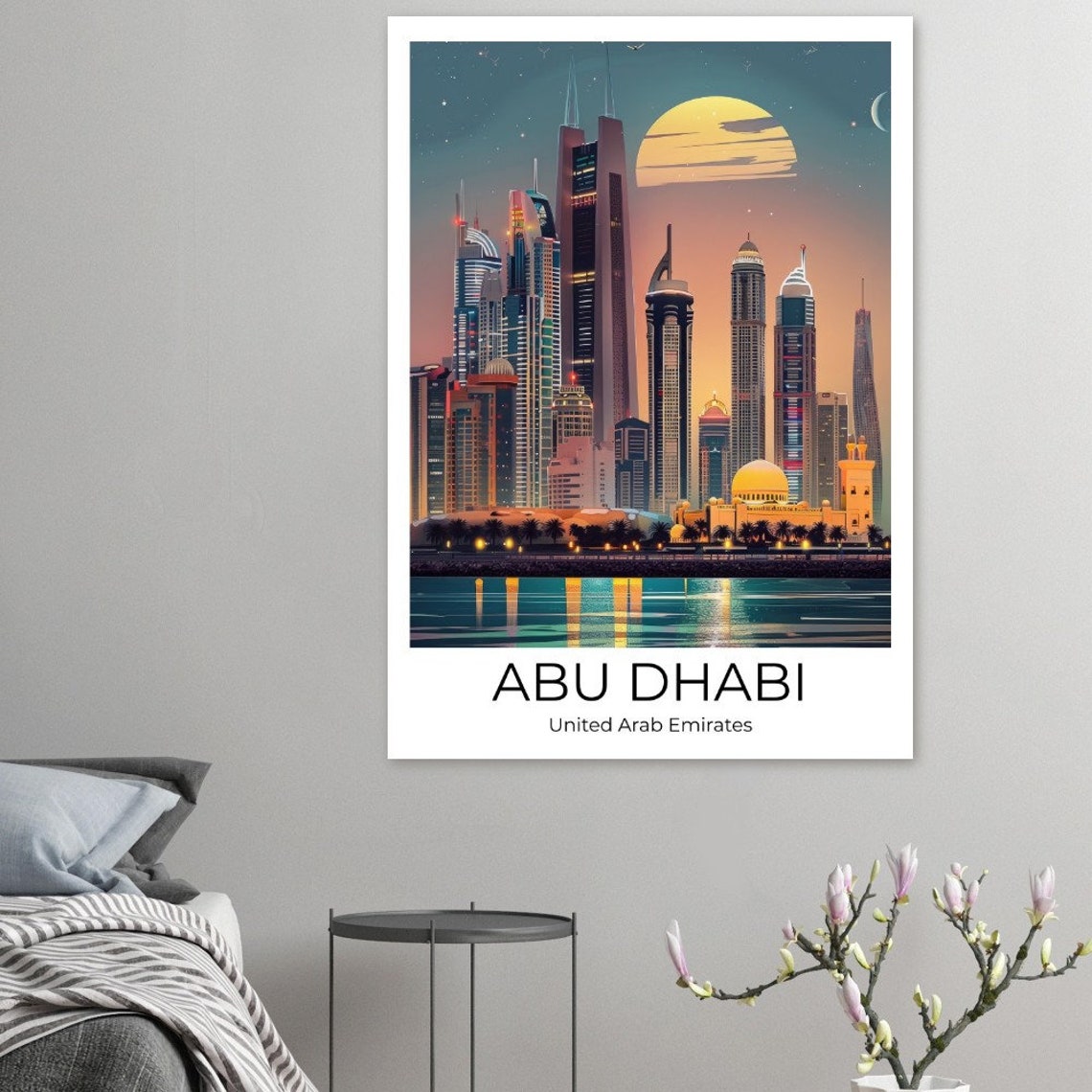 Abu Dhabi Corniche Waterfront Skyline Golden Sunset Travel Poster - Image 3