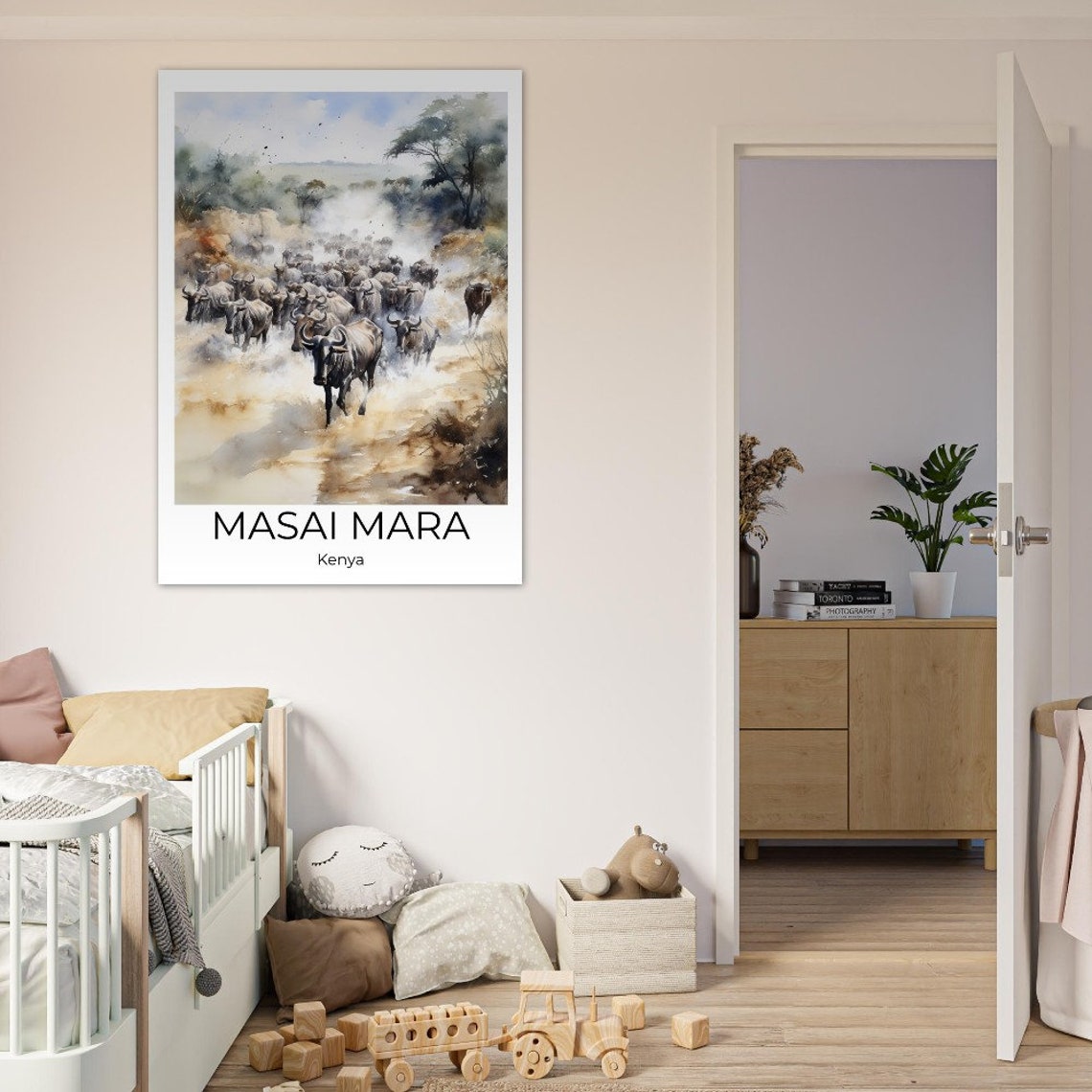 Masai Mara Kenya Wildebeest Migration River Crossing Travel Poster - Image 4