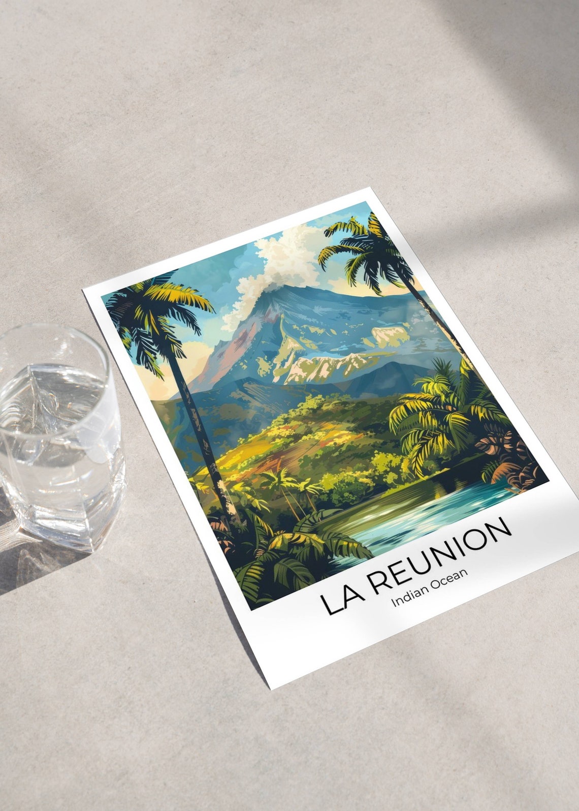 La Reunion Indian Ocean Volcano Peak Palm Forest Scene Poster - Image 3