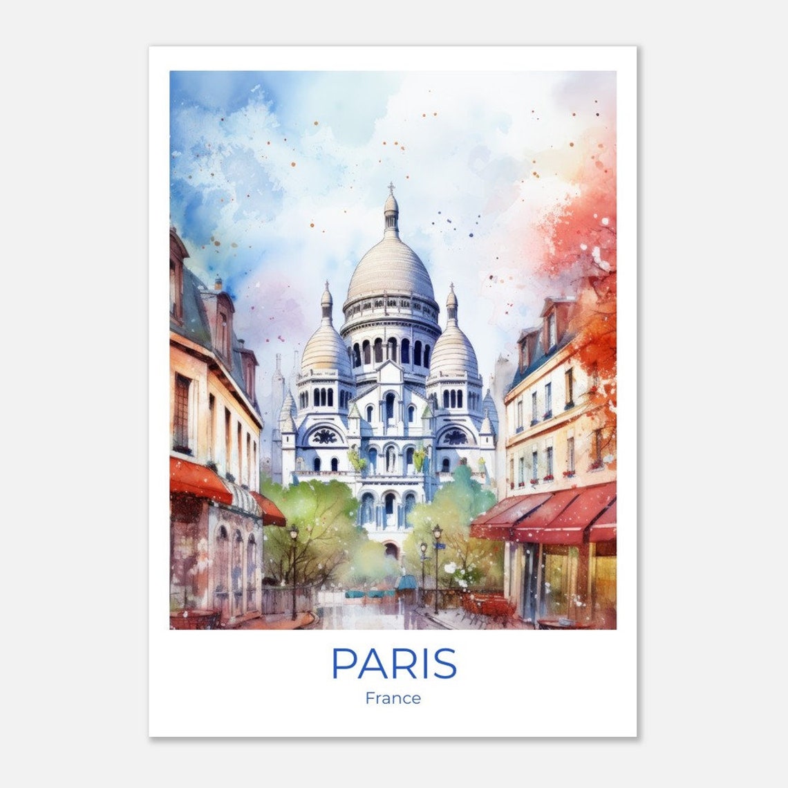 Paris Sacre Coeur Travel Print Travel Poster Watercolor Paris Gift France Travel Poster Paris Travel Souvenir Paris Wall Decoration - Image 3