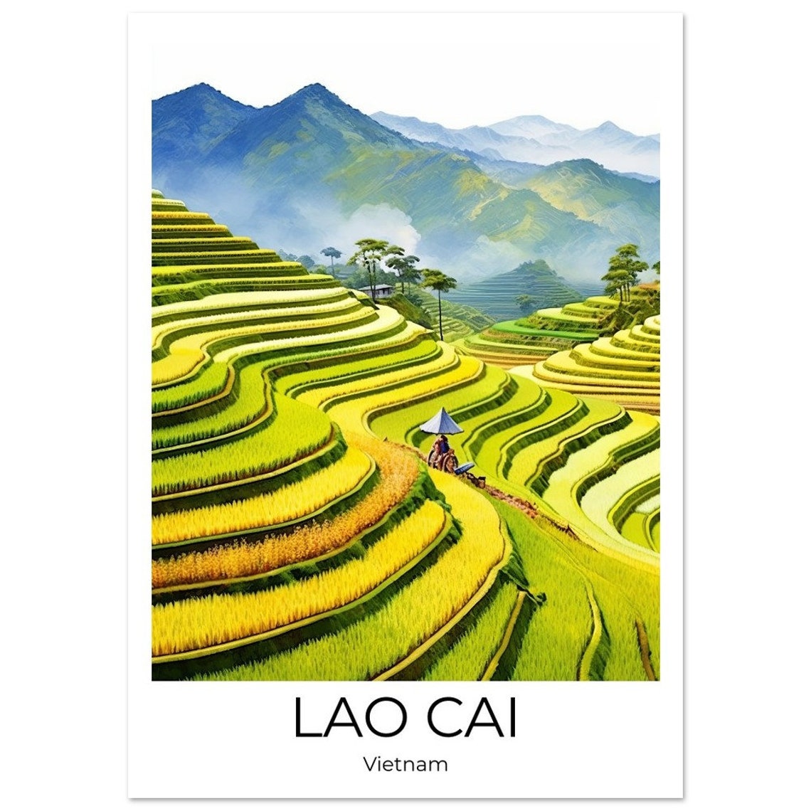 Lao Cai Watercolor Travel Poster Of Vietnam Wall Art Vietnam Travel Vietnam Hanoi Wall Decoration - Image 2