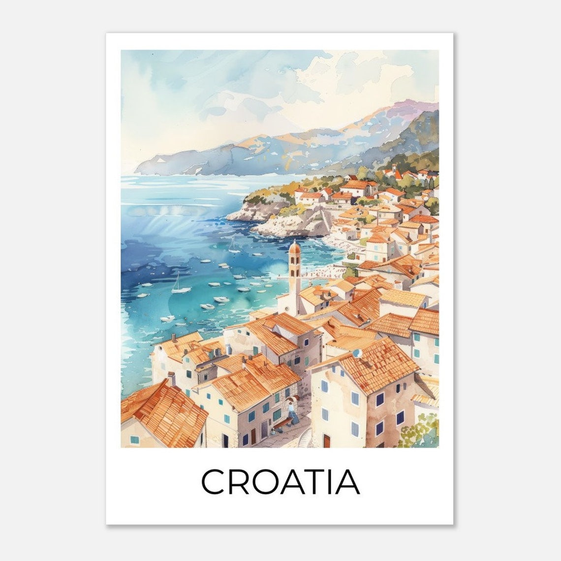 Croatia Watercolor Poster Of Croatia Travel Poster Croatia Travel Print Croatia