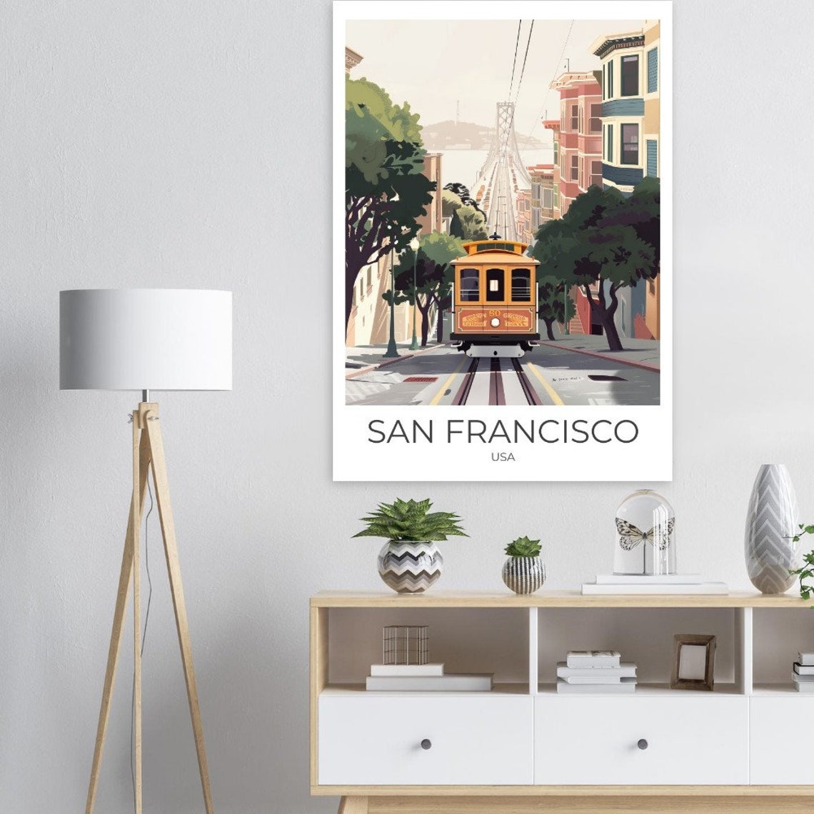 San Francisco Cable Car Powell Street Hill Scene Classic Travel Poster - Image 4
