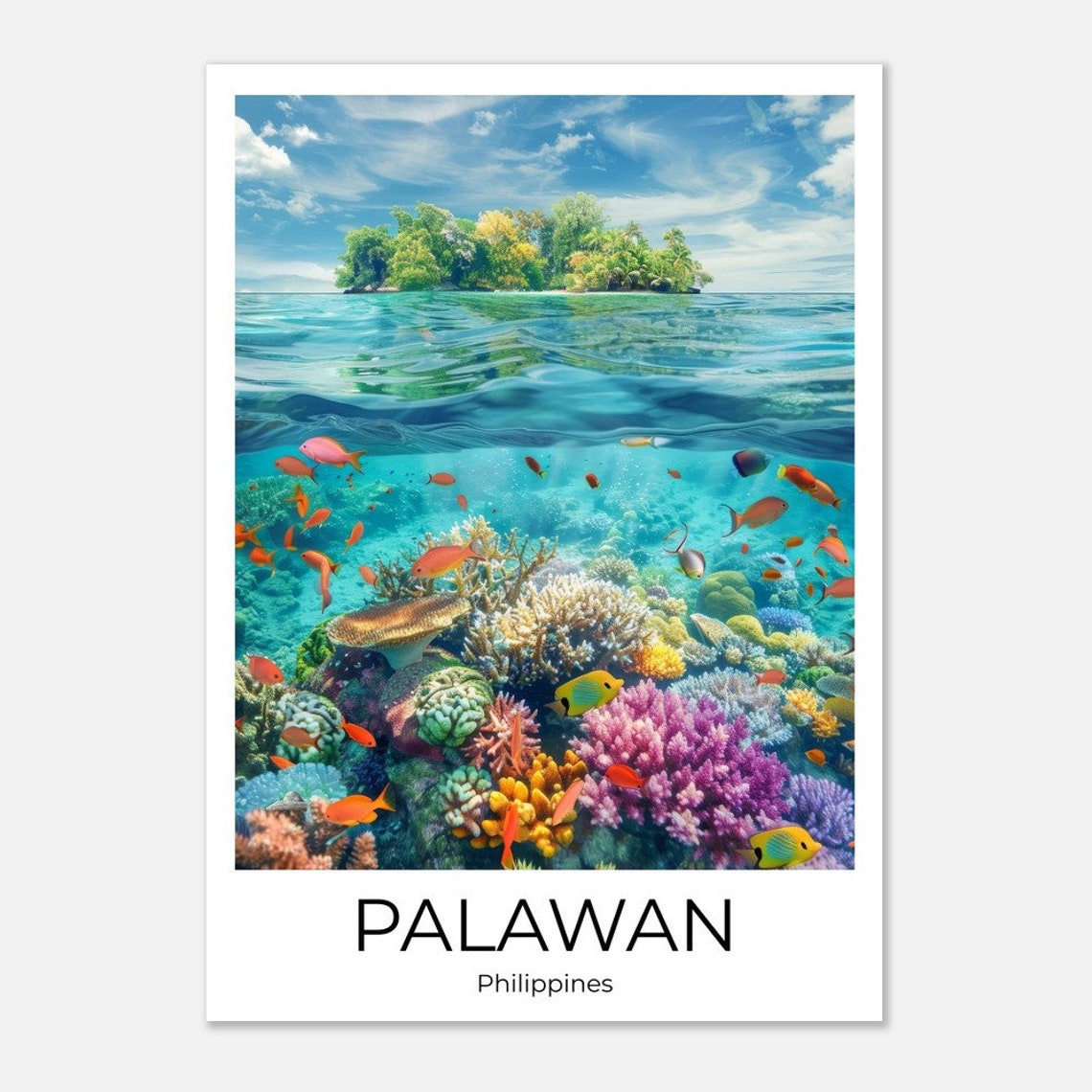 Palawan Philippines Coral Reef Island Underwater Travel Poster - Image 2