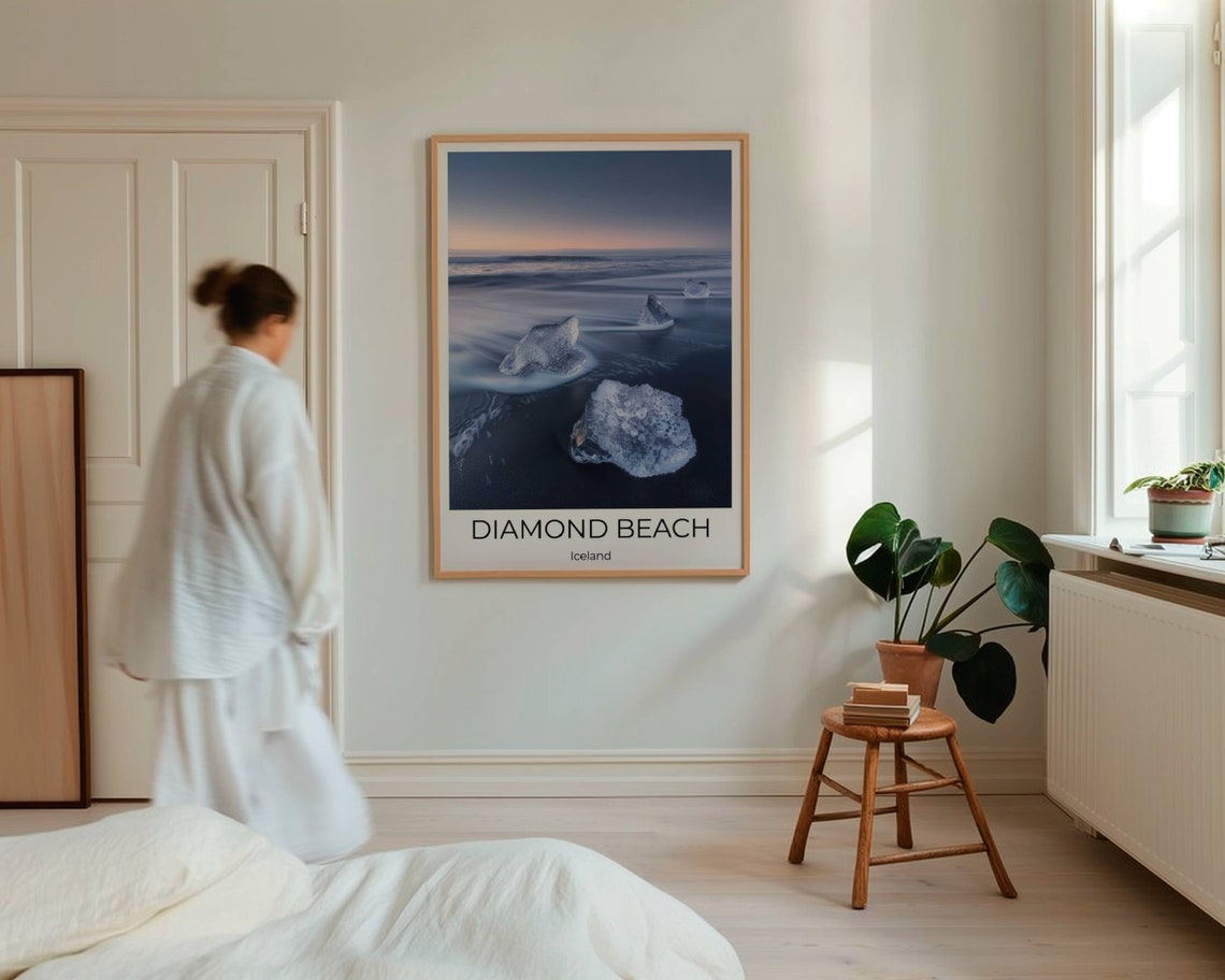 Diamond Beach Iceland Icebergs Black Sand Beach Photography Poster - Image 4