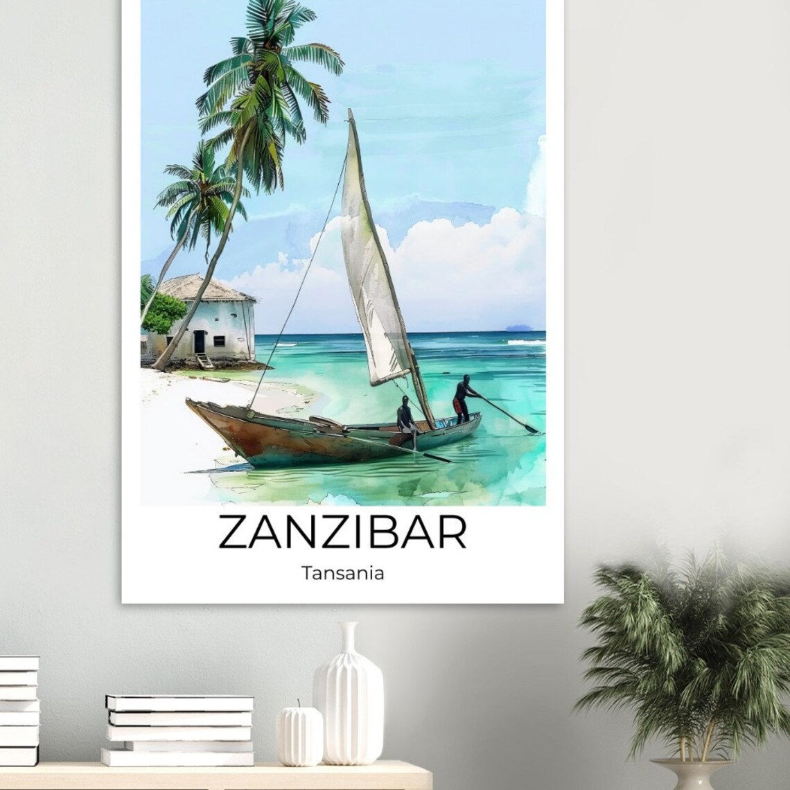 Zanzibar Watercolor Travel Poster Zanzibar Wall Art Africa Travel Print Zanzibar Zanzibar Wall Decoration - Image 2