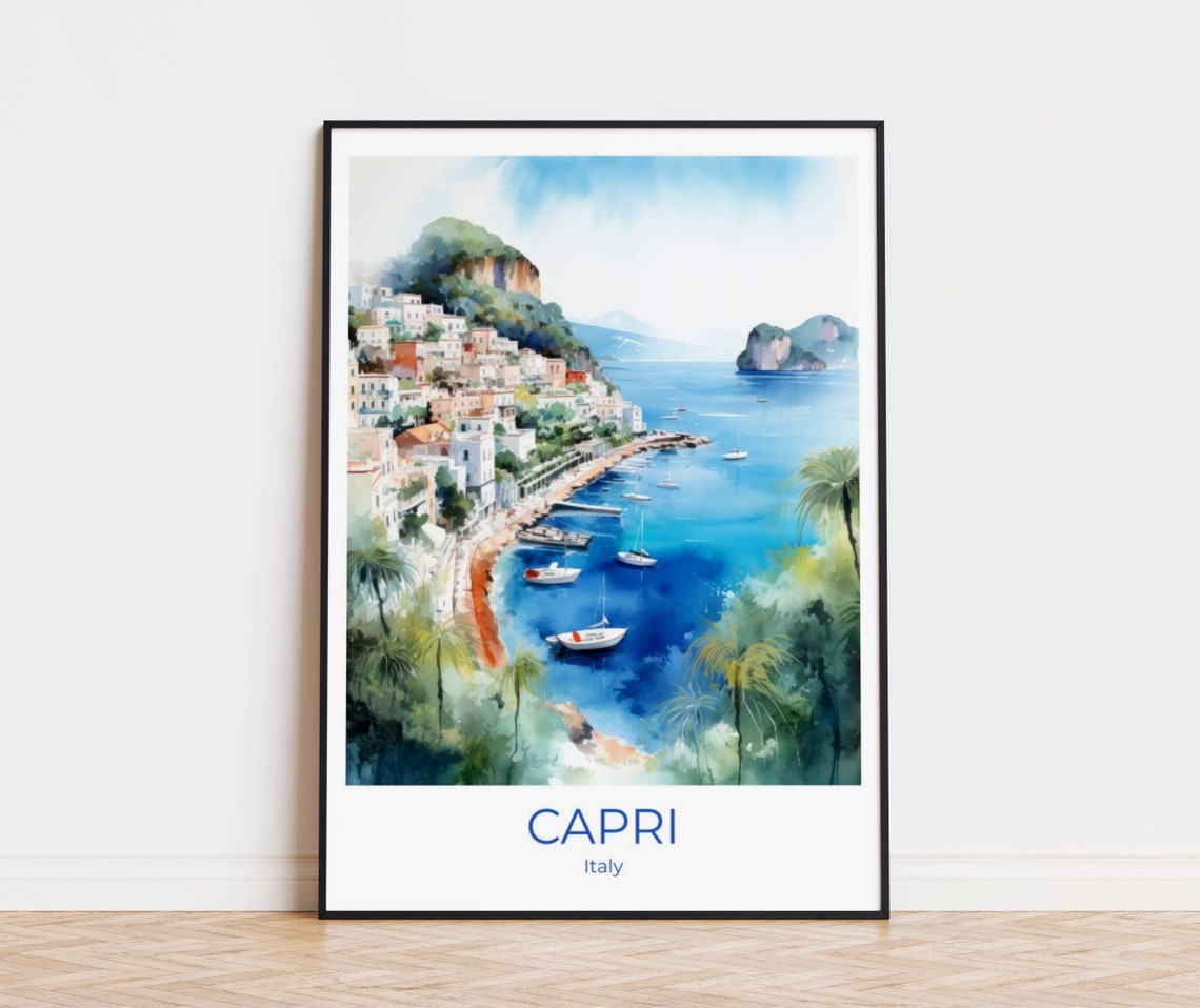 Capri Travel Poster Italy Gift Capri Travel Poster Watercolor Travel Print Capri Capri Travel Souvenir Capri Wall Decoration Italy Print