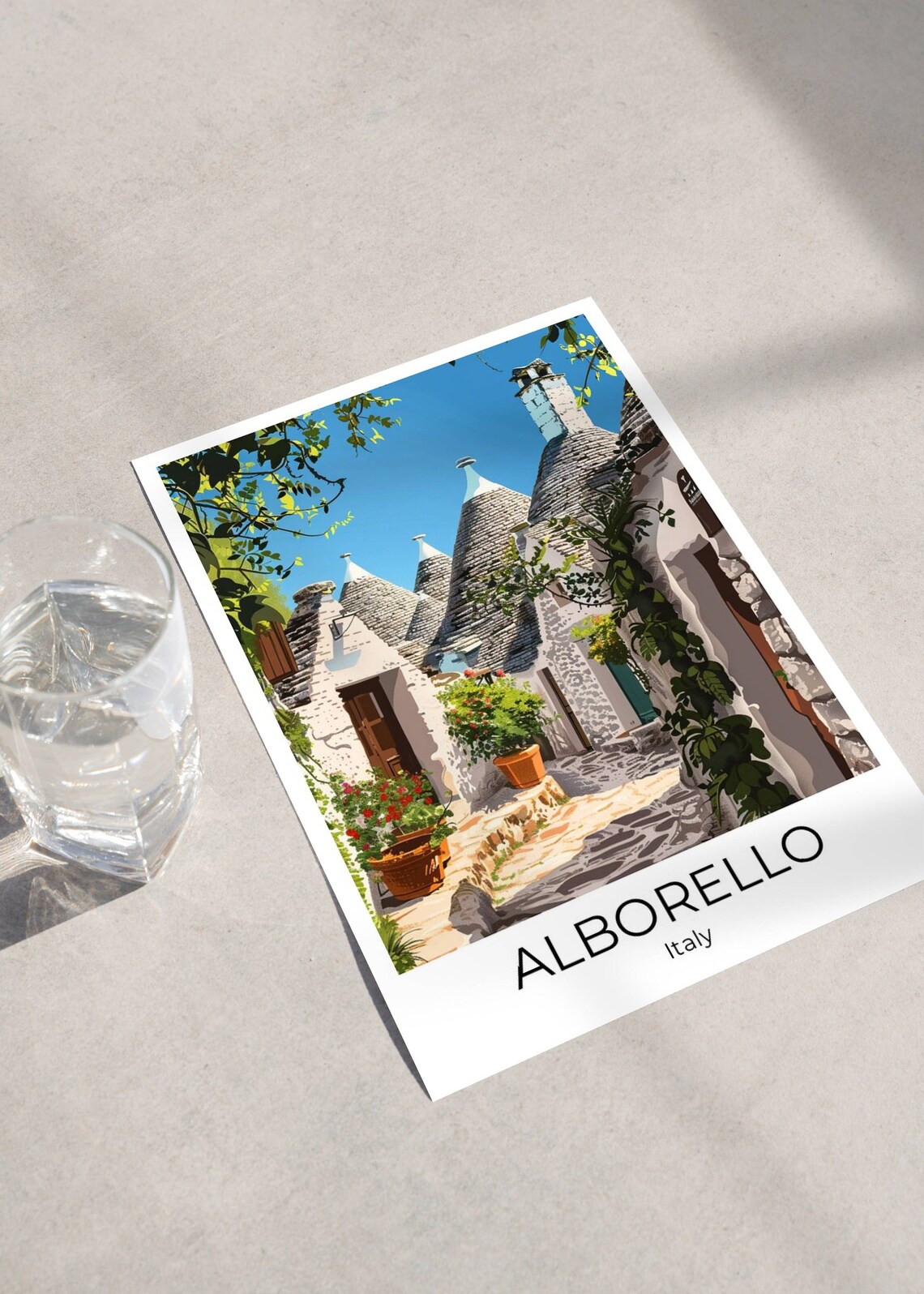 Alberobello Italy Trulli Stone Houses Alley Watercolor Travel Poster - Image 3