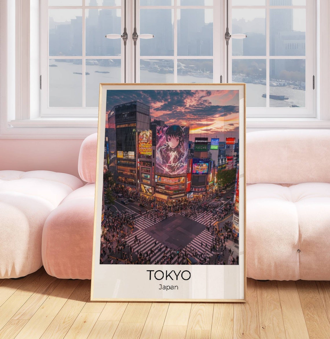 Tokyo Japan Shibuya Crossing Sunset Crowd and Billboards Poster - Image 3