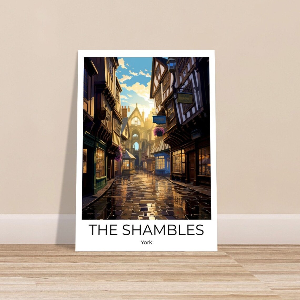 The Shambles York Medieval Timber Street Vintage Travel Poster