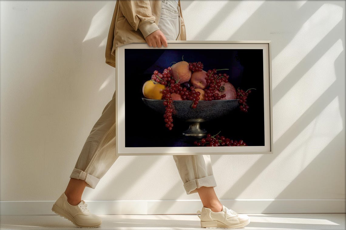 Dark Moody Fruit Still Life Bowl Photography Kitchen Art Poster - Image 3