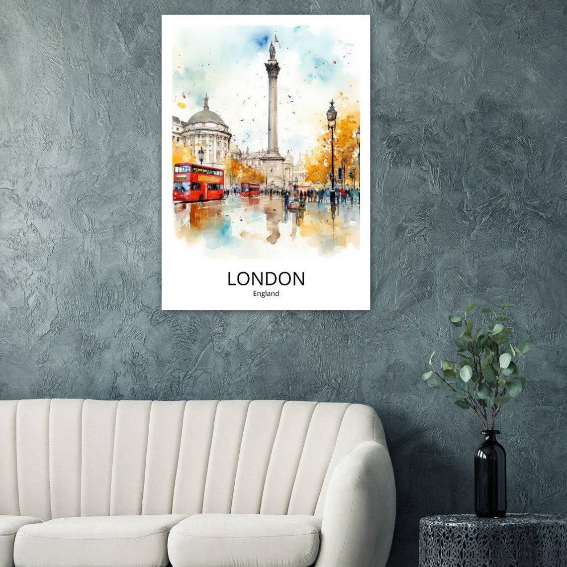 London Englad Trafalgar Square Travel Poster Watercolor Poster London Travel Print London Gift London Travel Souvenir - Image 4