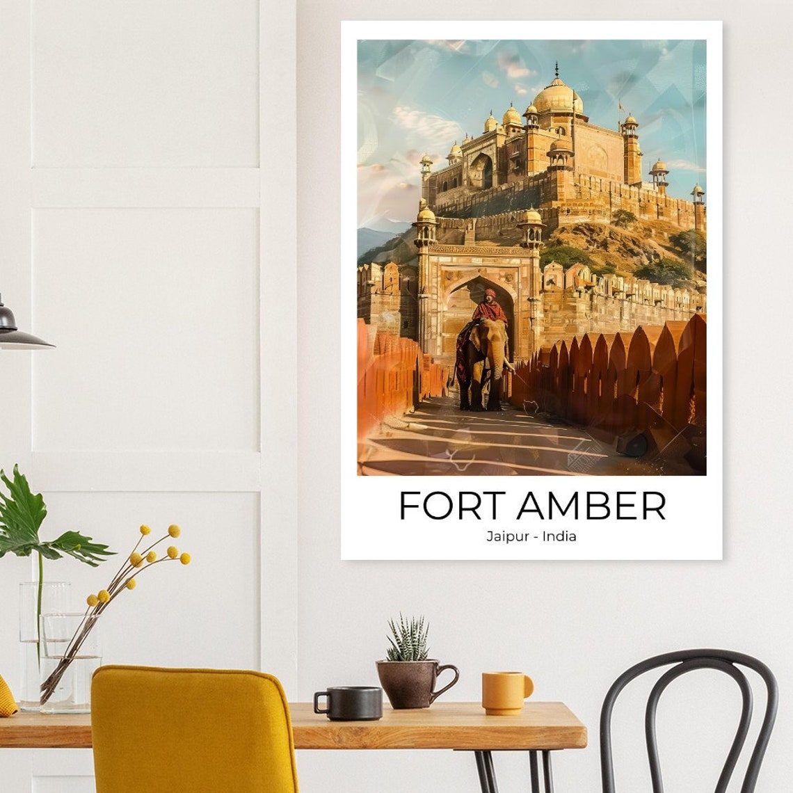 Amber Fort Jaipur India Elephant Golden Fortress Gate Travel Poster - Image 3