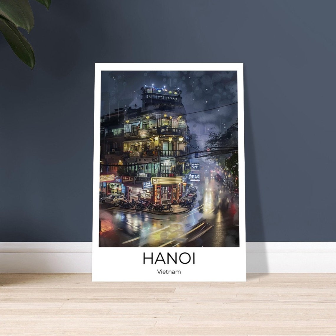 Hanoi At Night Watercolor Travel Poster Of Hanoi Wall Art Hanoi Travel Vietnam Hanoi Wall Decoration - Image 2