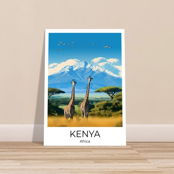 Kenya Travel Poster Kenya Wall Art Africa Travel Print Amboseli Kenya Wall Decoration