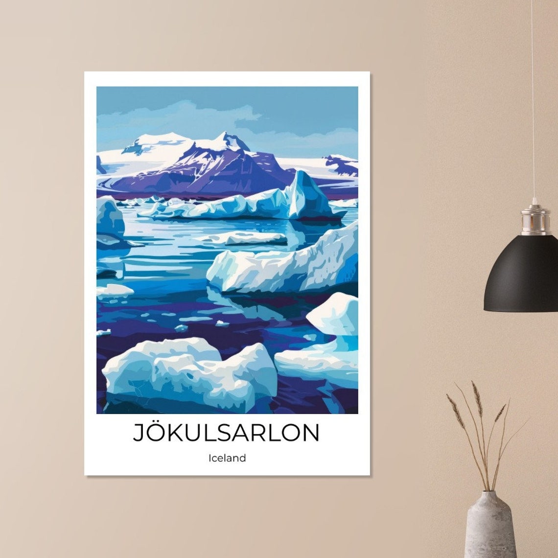 Jokulsarlon Iceland Glacier Lagoon Icebergs Illustration Poster - Image 2