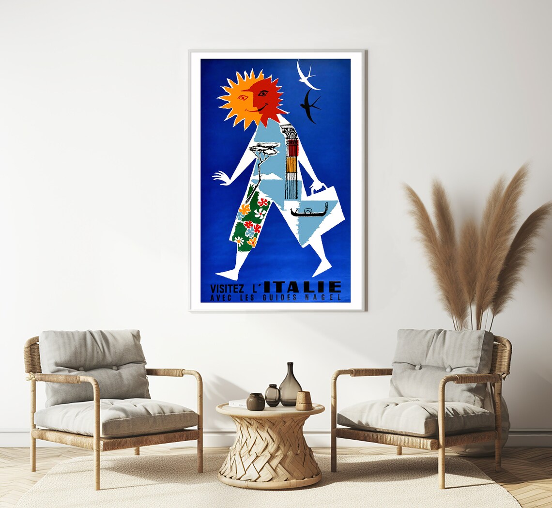 Visitez Italie Nagel Guides Sun Figure Landmark Collage Travel Poster - Image 3