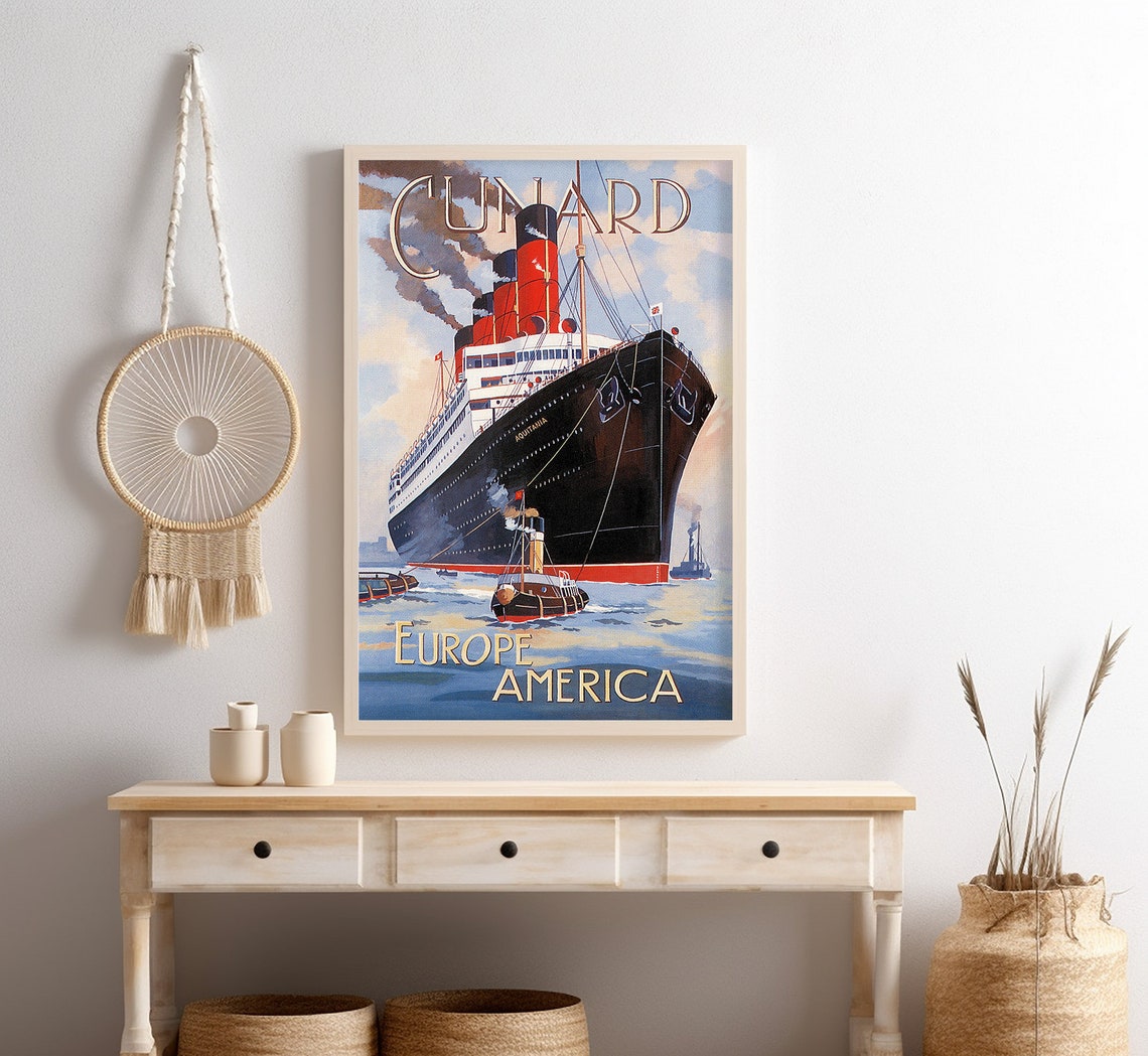 Cunard Line Aquitania Ship Europe America Vintage Ocean Liner Poster - Image 4