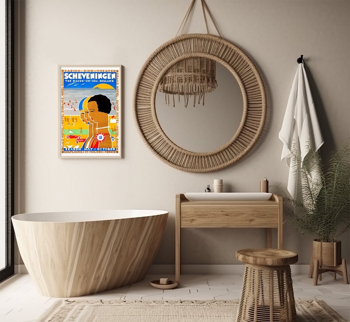 Scheveningen Holland Hague On Sea Casino Pier Art Deco Travel Poster - Image 3