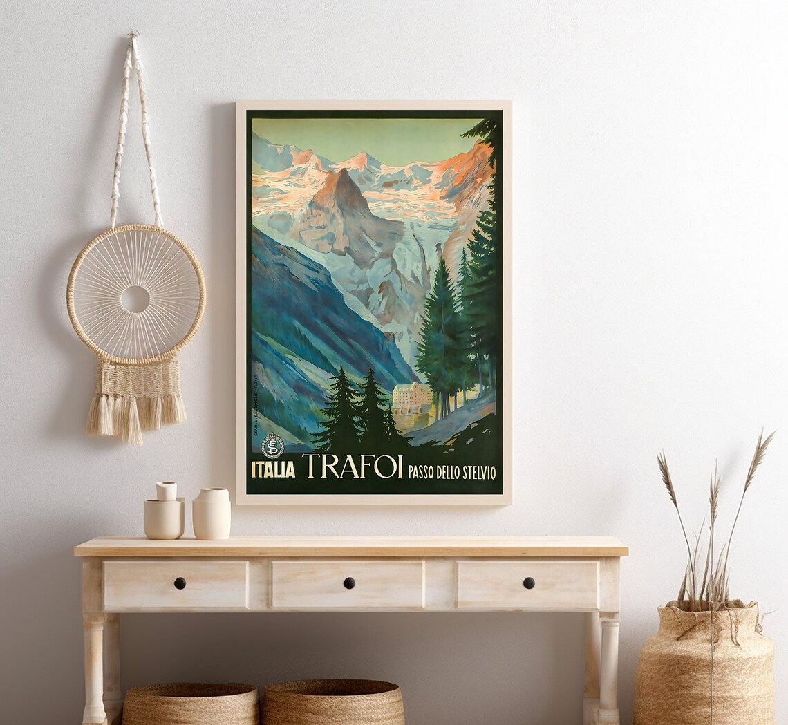Trafoi Passo Dello Stelvio Italy Glacier Valley Vintage Travel Poster - Image 4