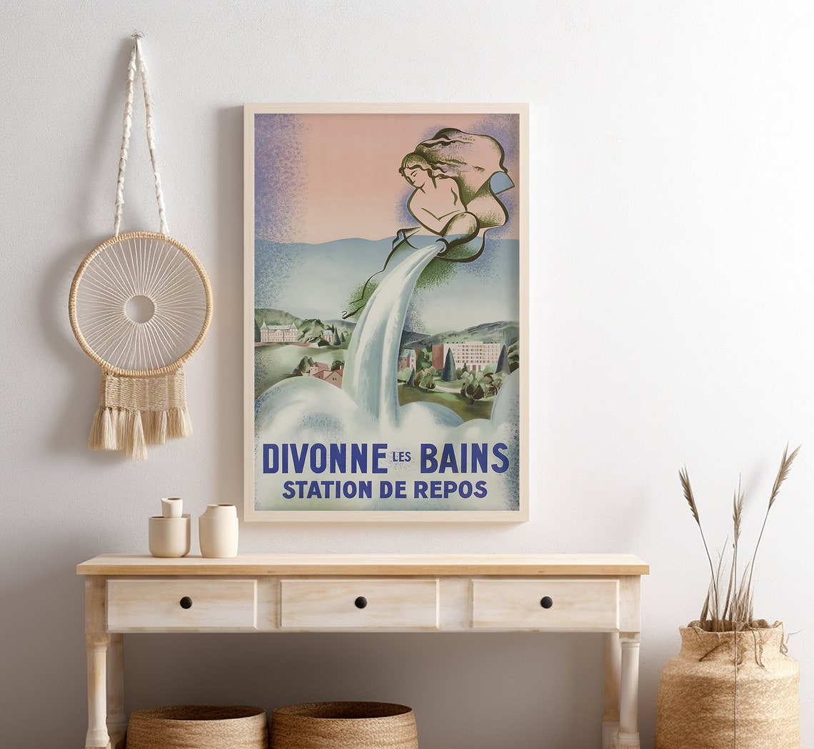 Divonne les Bains France Spa Town Water Nymph Vintage Rest Poster - Image 4