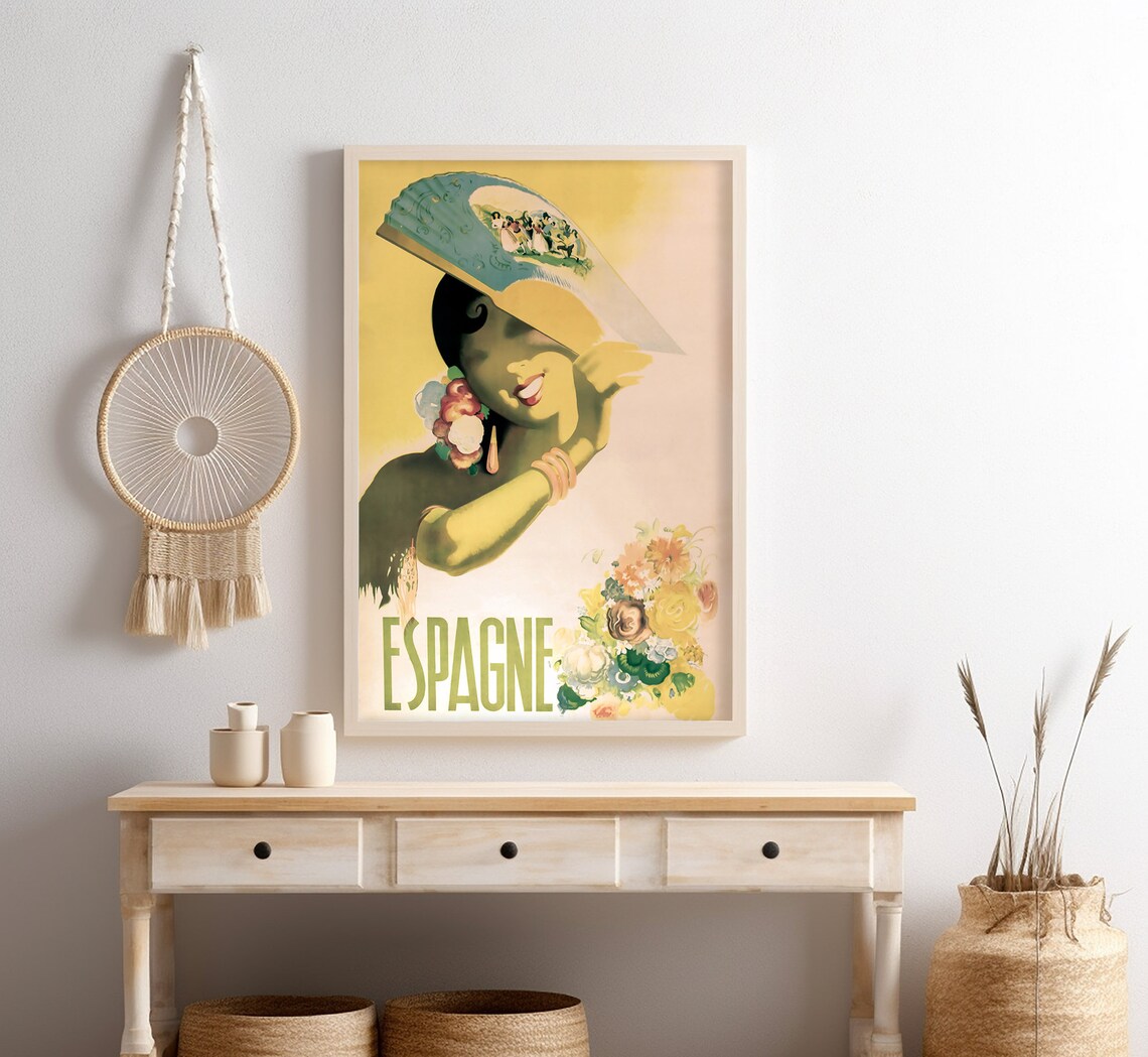 Espagne Spain Spanish Senorita Fan Flamenco Flowers Vintage Poster - Image 4