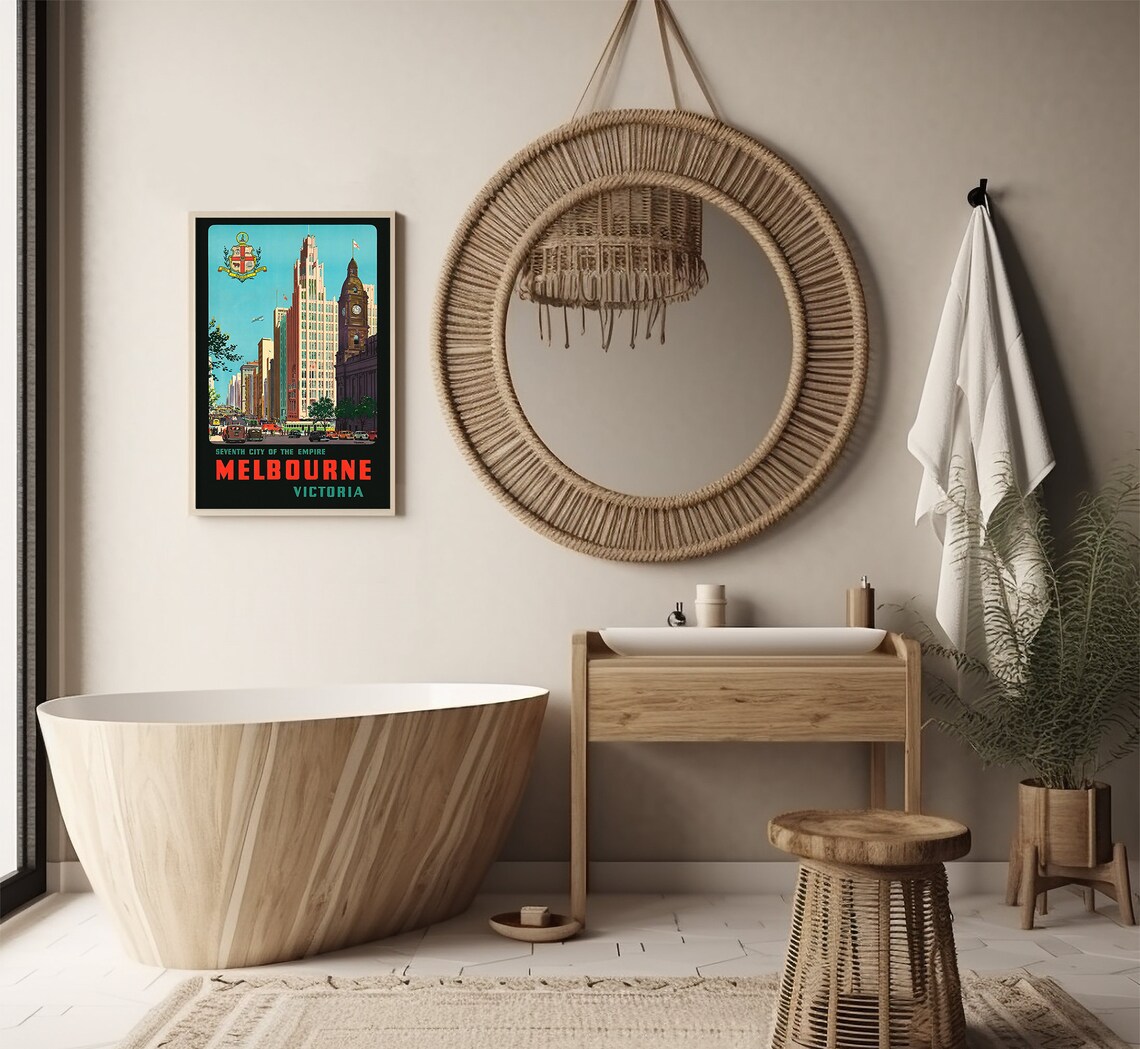 Melbourne Victoria Seventh City Empire Skyline Trams Vintage Poster - Image 3