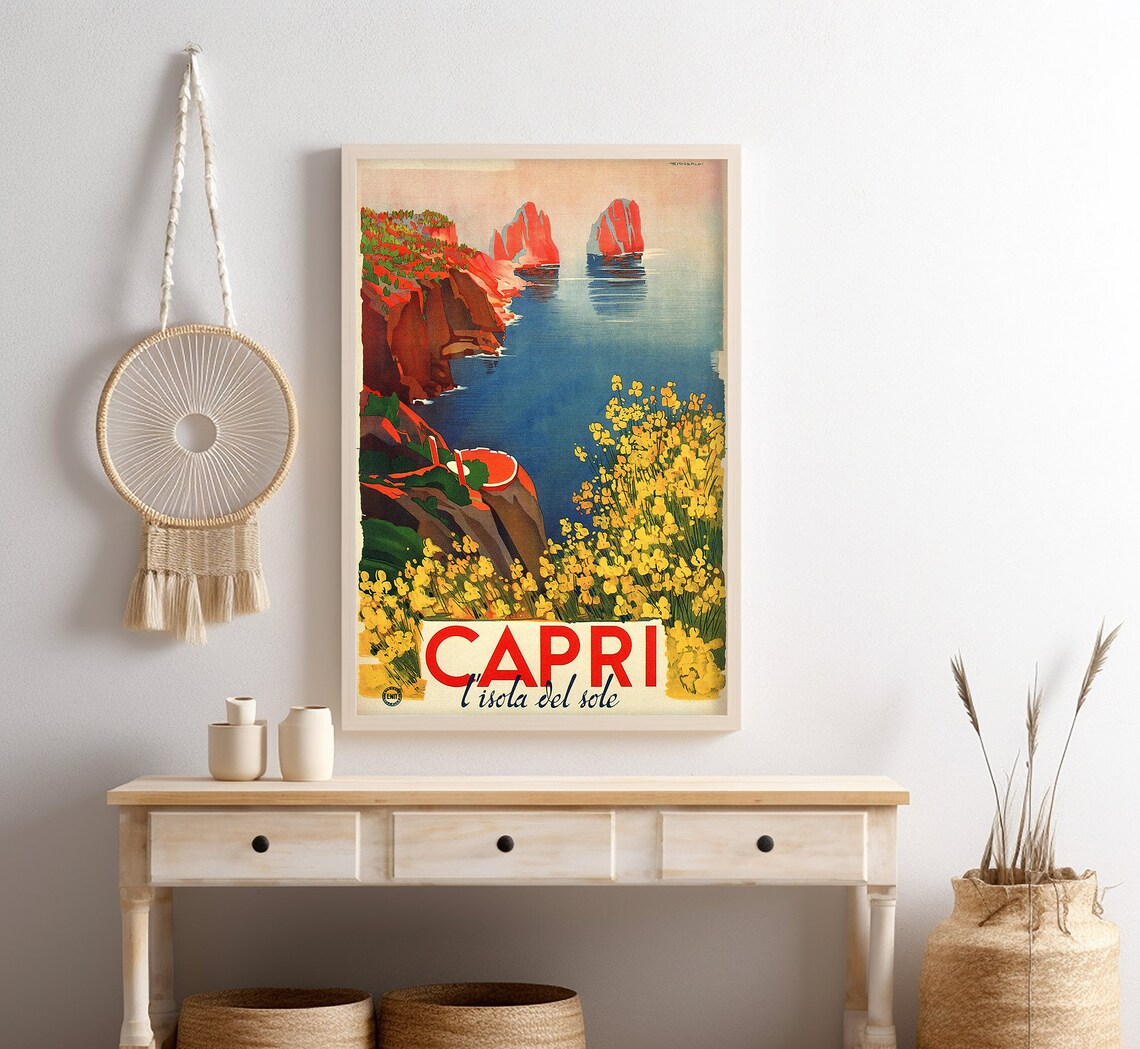 Capri Italy Vintage Travel Poster, Retro Coastal - Image 4