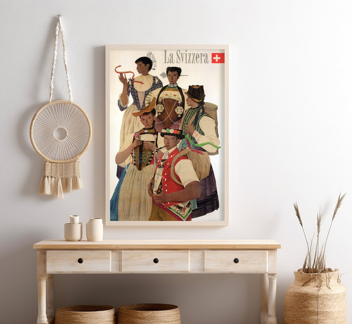 La Svizzera Vintage Travel Poster, Swiss Culture - Image 4