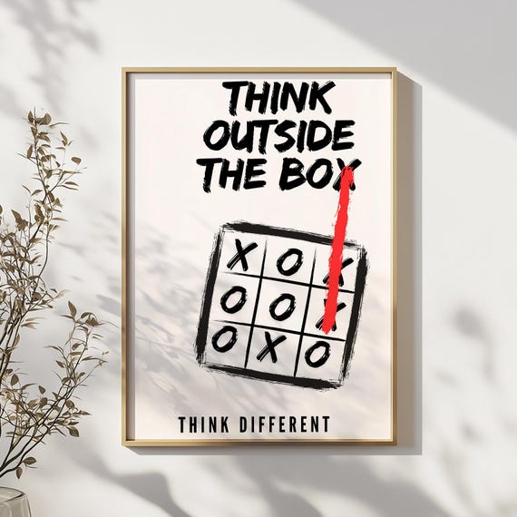Think Outside The Box Wall Art Creative Mindset Print Inspirational Gift Motivational Minimalist Office Decor