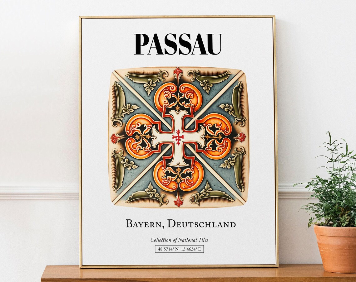 Passau Bayern Germany Traditional Tile Pattern Art Print