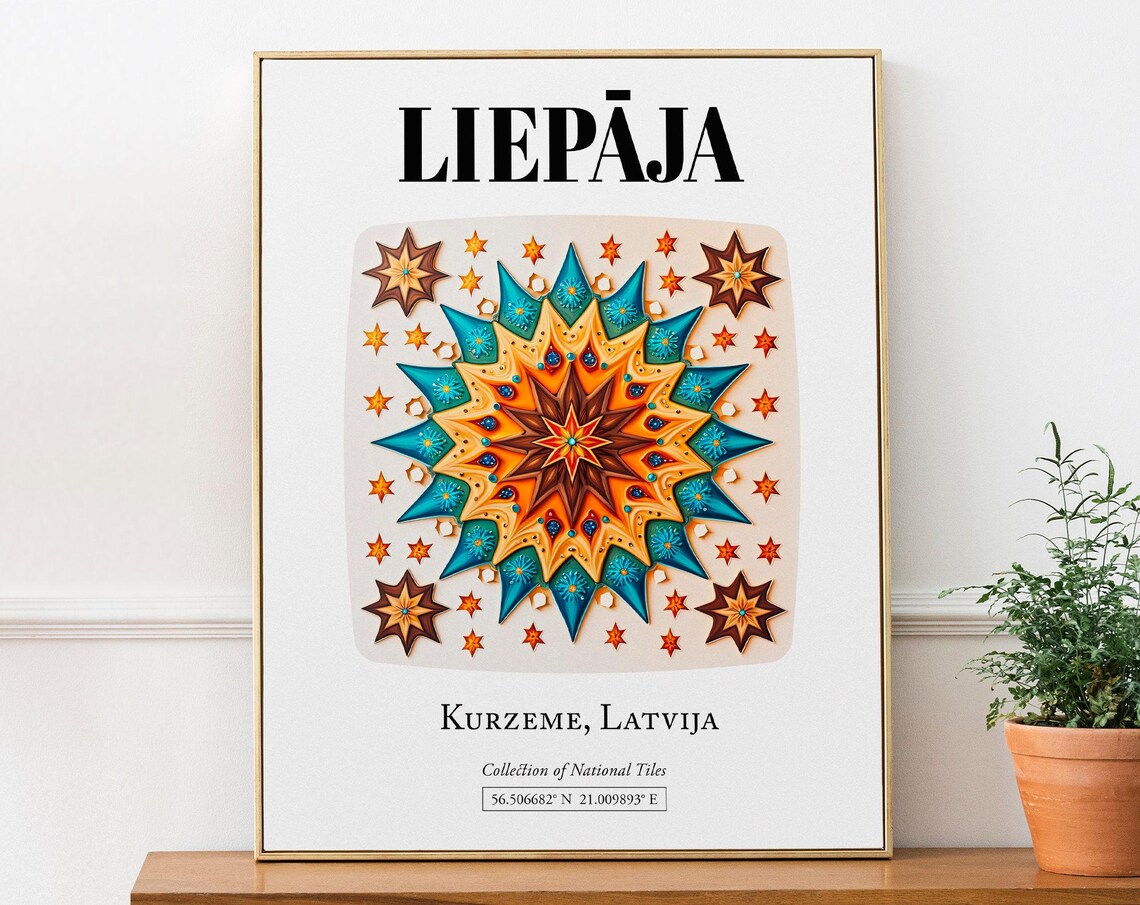 Liepaja Kurzeme Latvia Traditional Tile Pattern Art Print