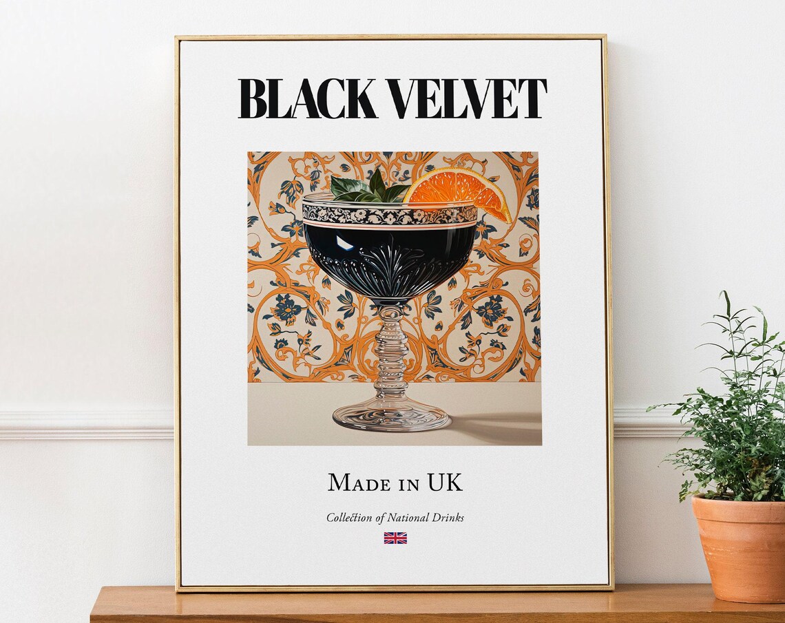 Black Velvet On Maiolica Tile Traditional Drink Print