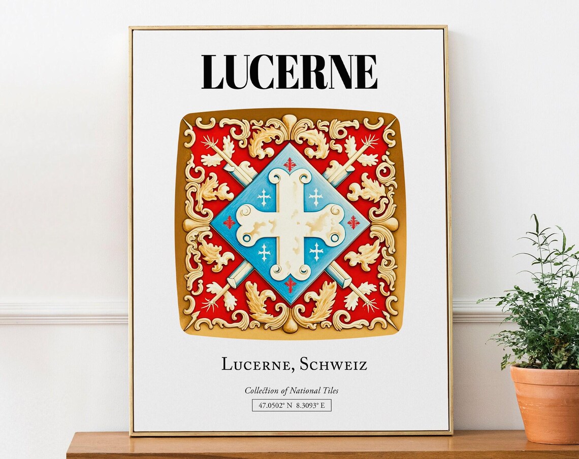 Lucerne Schweiz Traditional Tile Pattern Art Print