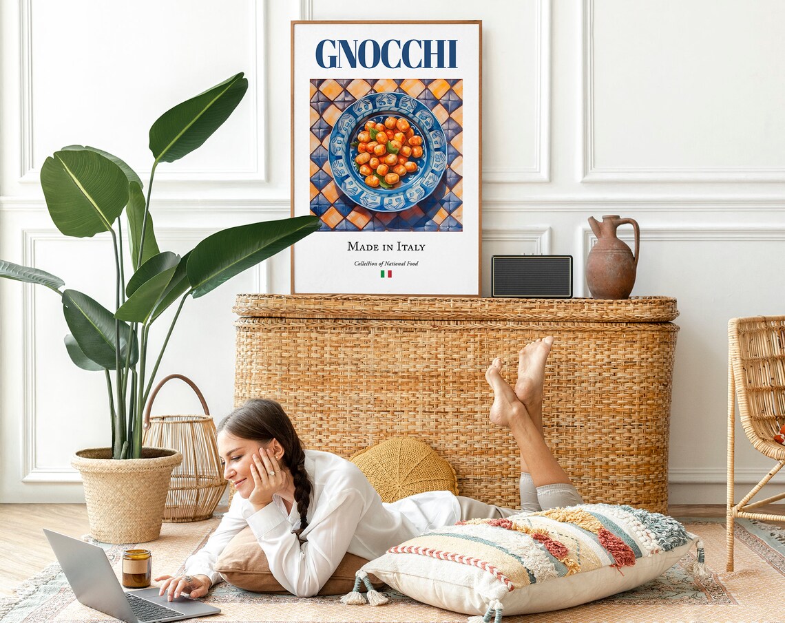 Gnocchi On Maiolica Tile Plate, Kitchen Wall Art Print - Image 2
