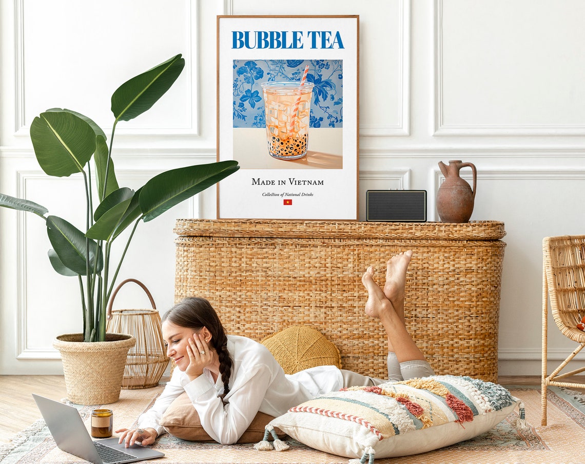Bubble Tea on Maiolica Tile, Kitchen Bar Poster - Image 2