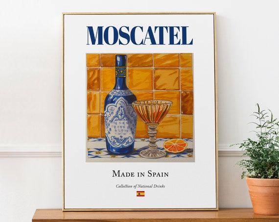 Moscatel on Maiolica Tile, Spanish Beverage Poster
