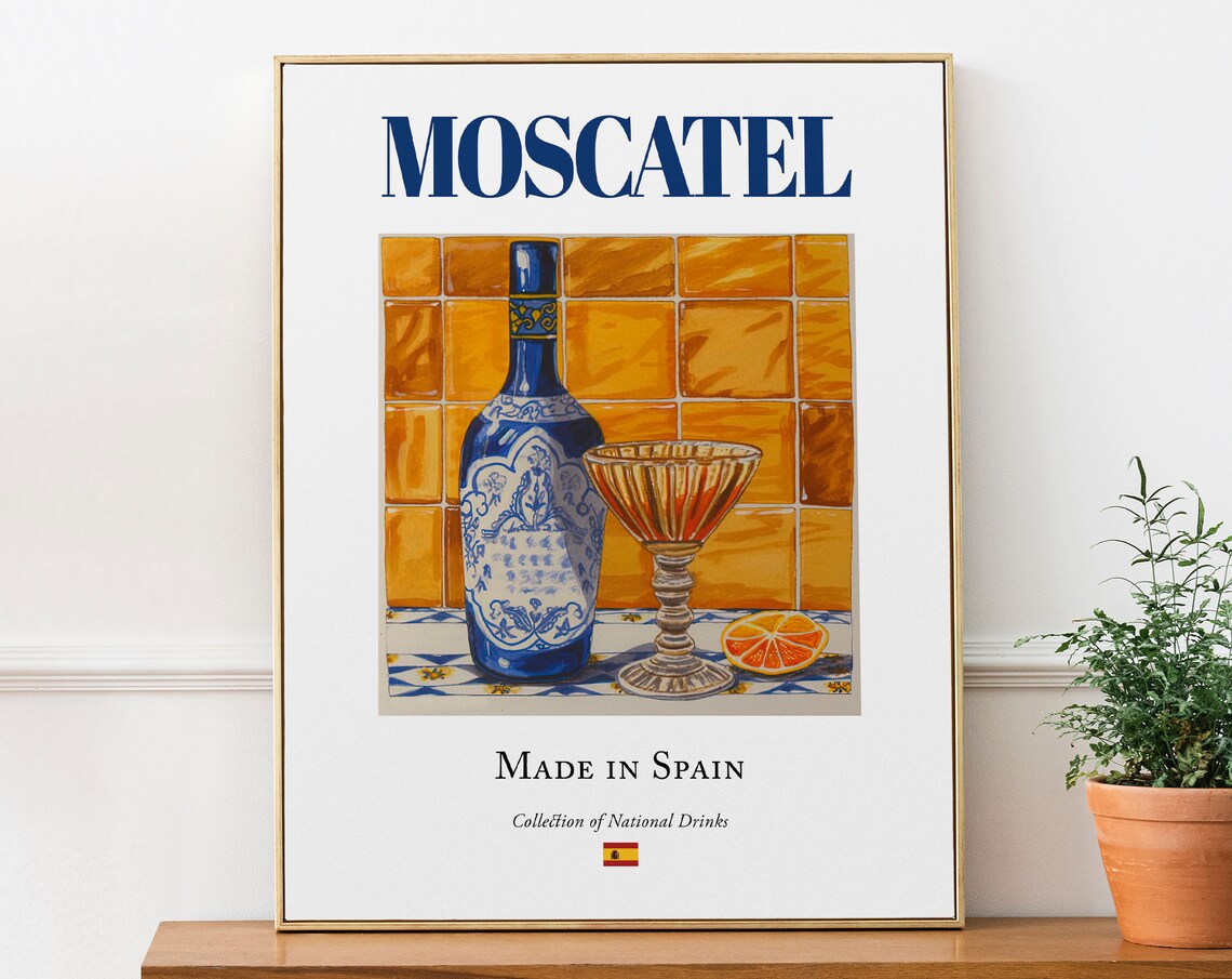 Moscatel on Maiolica Tile, Spanish Beverage Poster