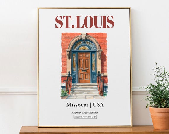 St Louis Watercolor Print, Minimalist Travel Poster