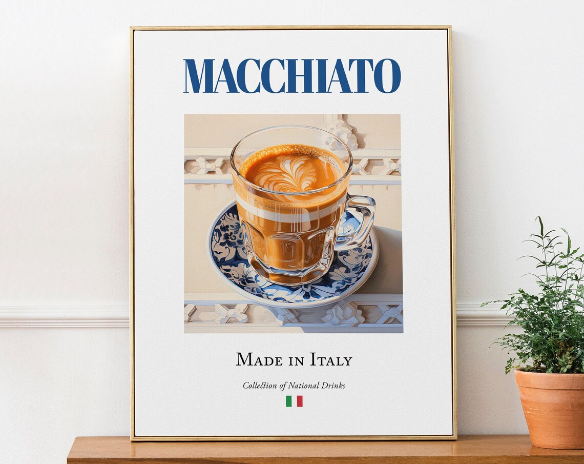 Macchiato On Maiolica Tile, Italian Beverage Poster