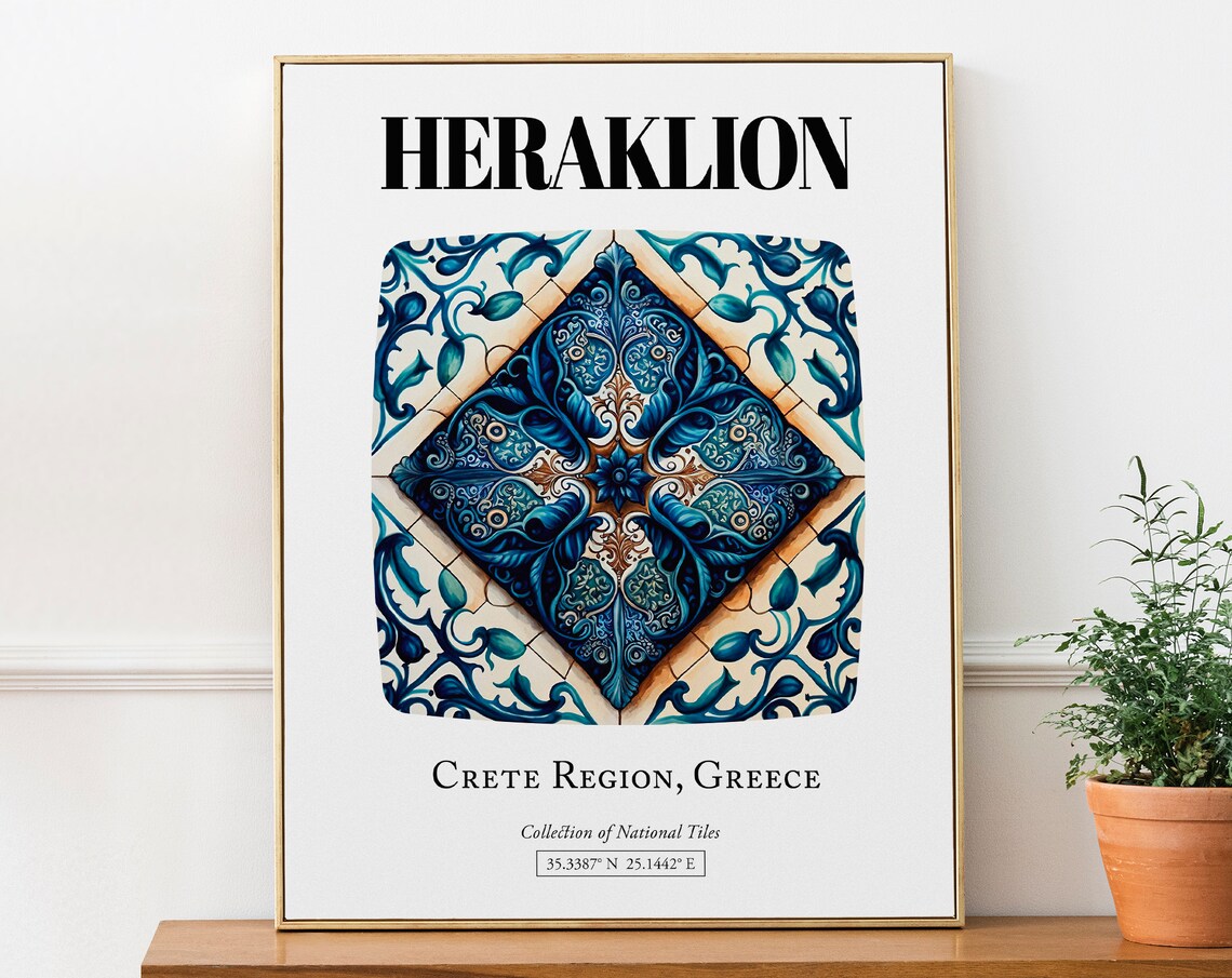 Heraklion Intricate Tile Patterns Poster, Cretan Beauty