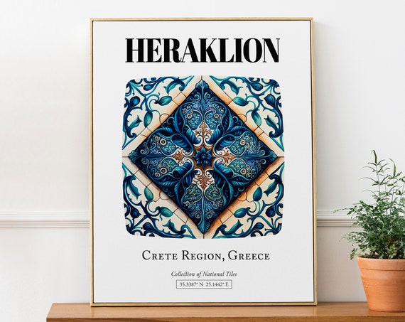 Heraklion Intricate Tile Patterns Poster, Cretan Beauty