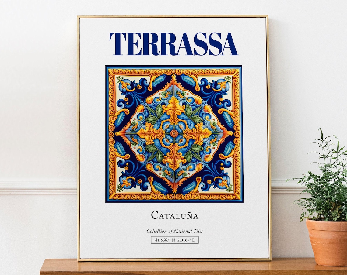 Terrassa Catalua Spain Traditional Tile Travel Poster