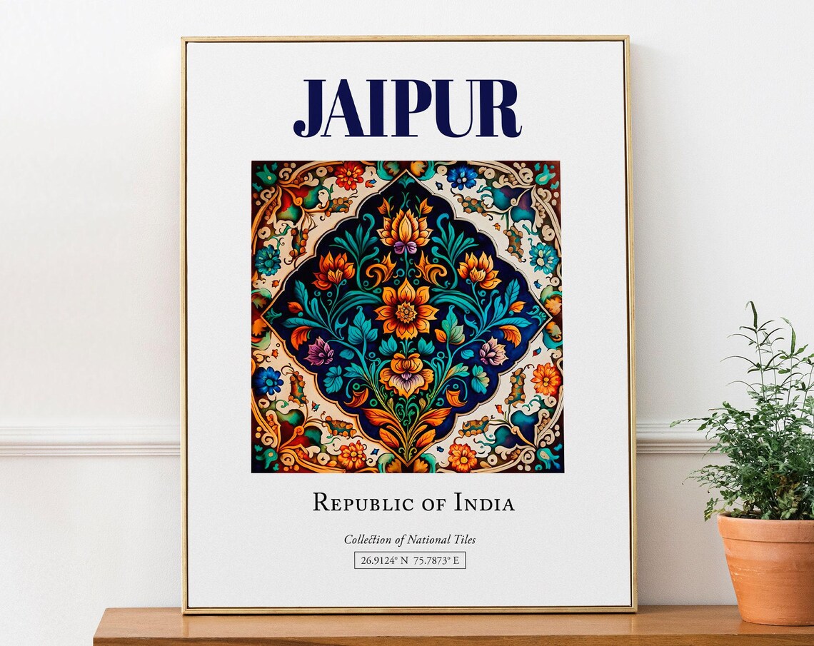 Jaipur India Traditional Tile Travel Poster