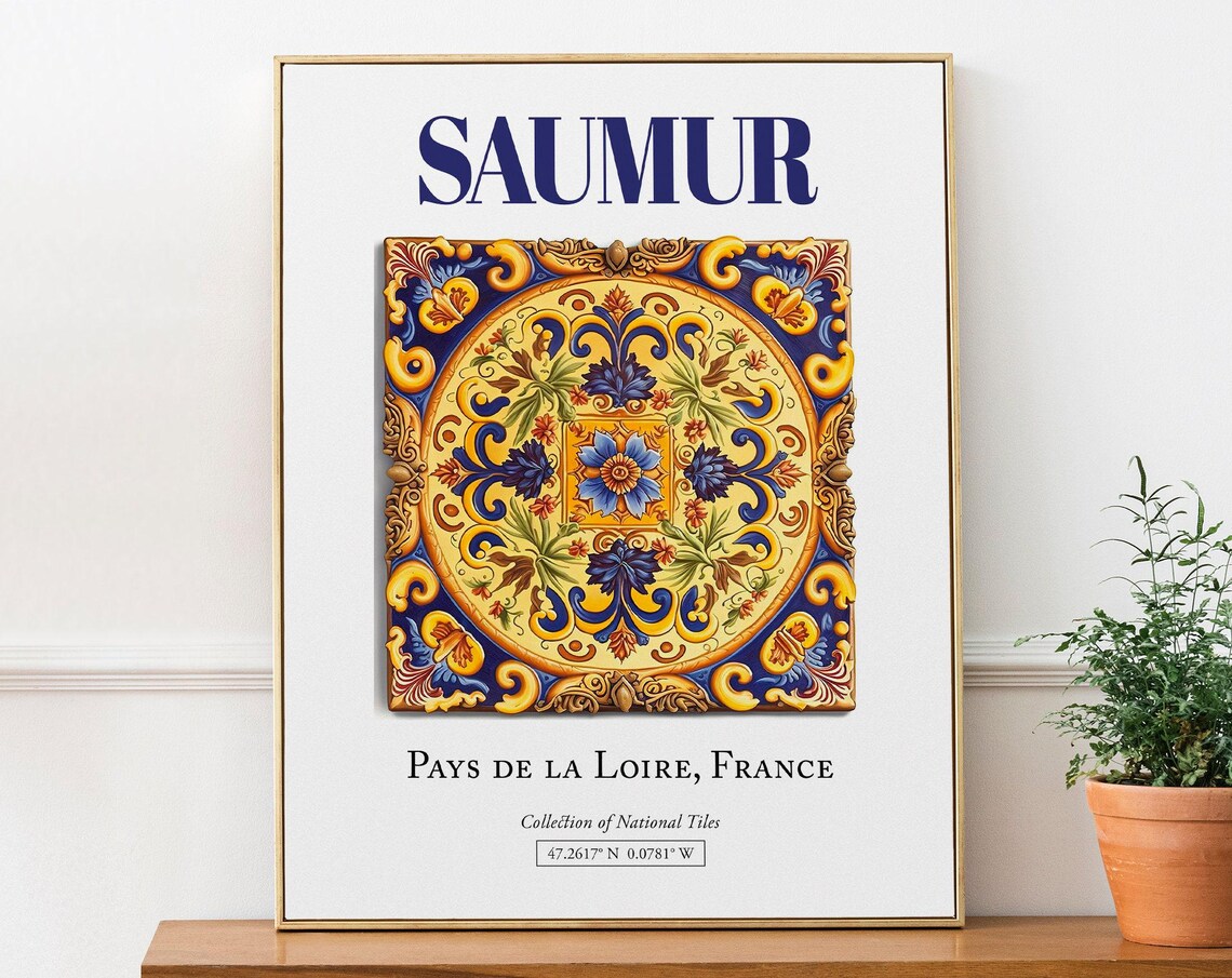 Saumur Pays De La Loire France Folk Travel Poster
