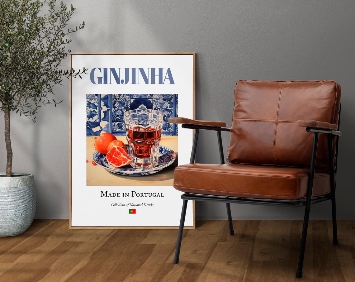 Ginjinha on Azulejo Tile, Portugal Travel Poster - Image 4
