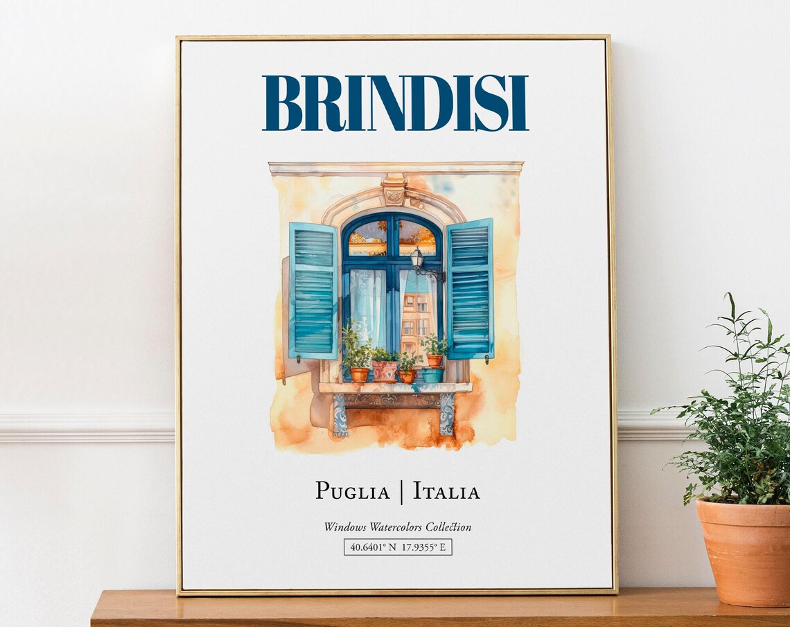 Brindisi Puglia Italia Watercolor Travel Poster