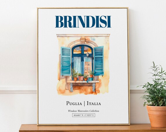 Brindisi Puglia Italia Watercolor Travel Poster